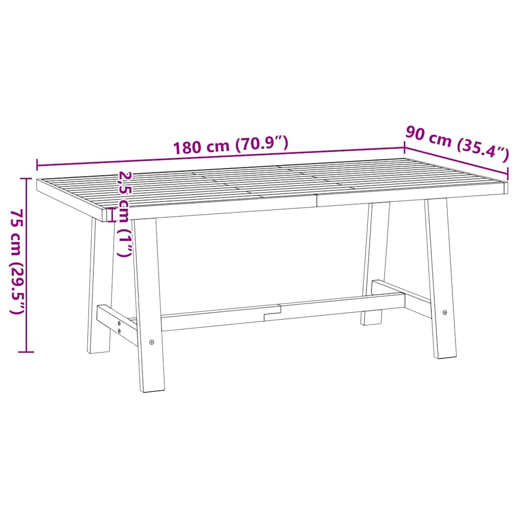 Table à manger NOAIN pieds en A 180x90x75 cm bois de pin massif