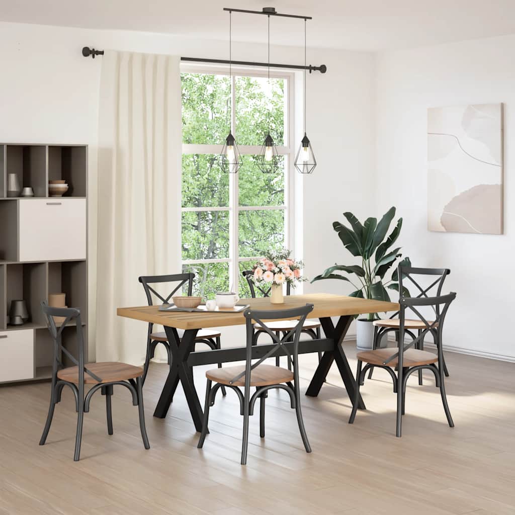 Table à manger NOAIN pieds en X 180x90x75 cm bois de pin massif