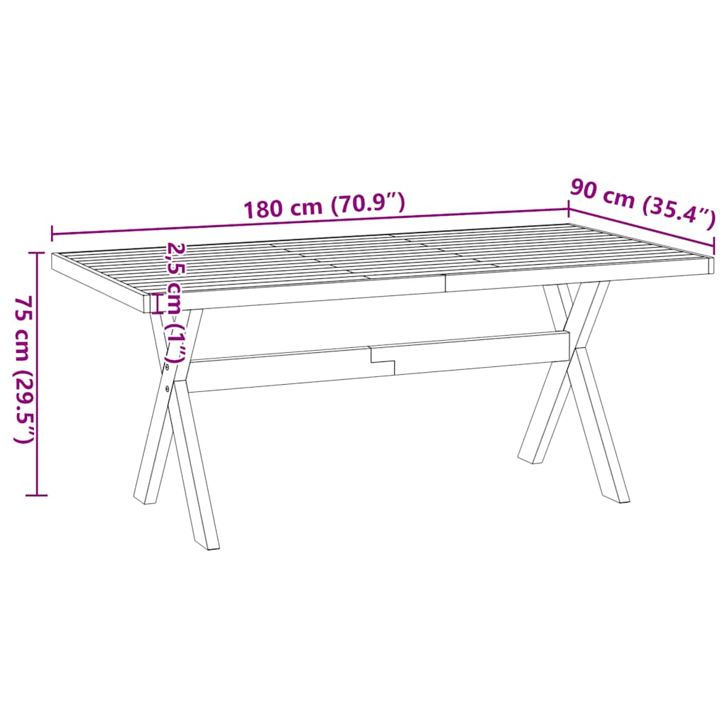 Table à manger NOAIN pieds en X 180x90x75 cm bois de pin massif