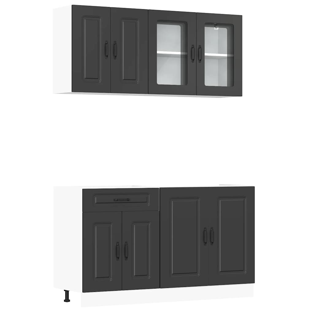 4-piece kitchen cabinet set Kalmar Black wood-based panel