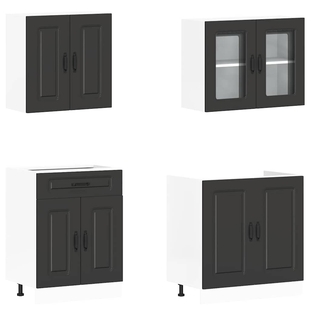 4-piece kitchen cabinet set Kalmar Black wood-based panel