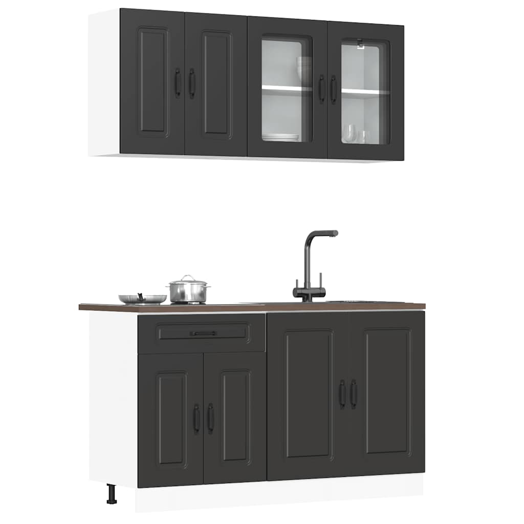 4-piece kitchen cabinet set Kalmar Black wood-based panel