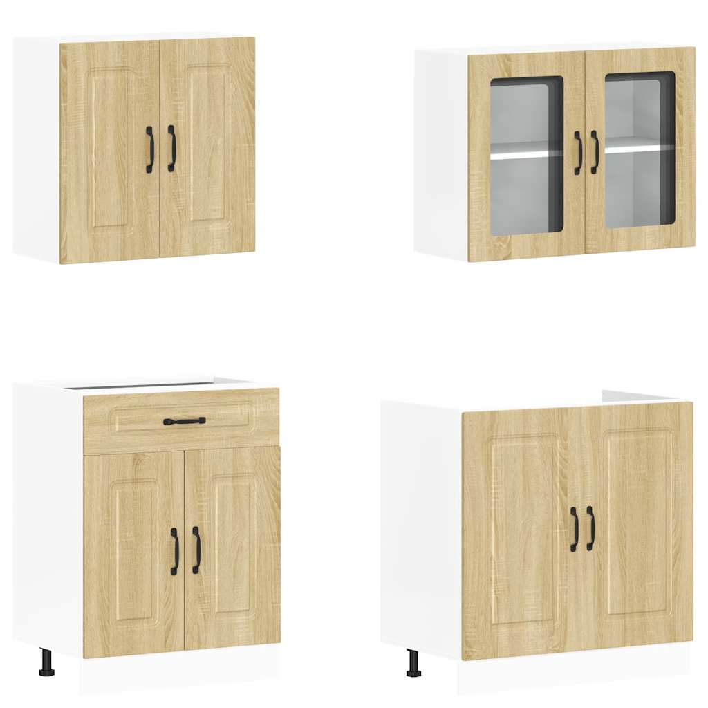4-piece kitchen cabinet set Kalmar Sonoma oak wood-based material