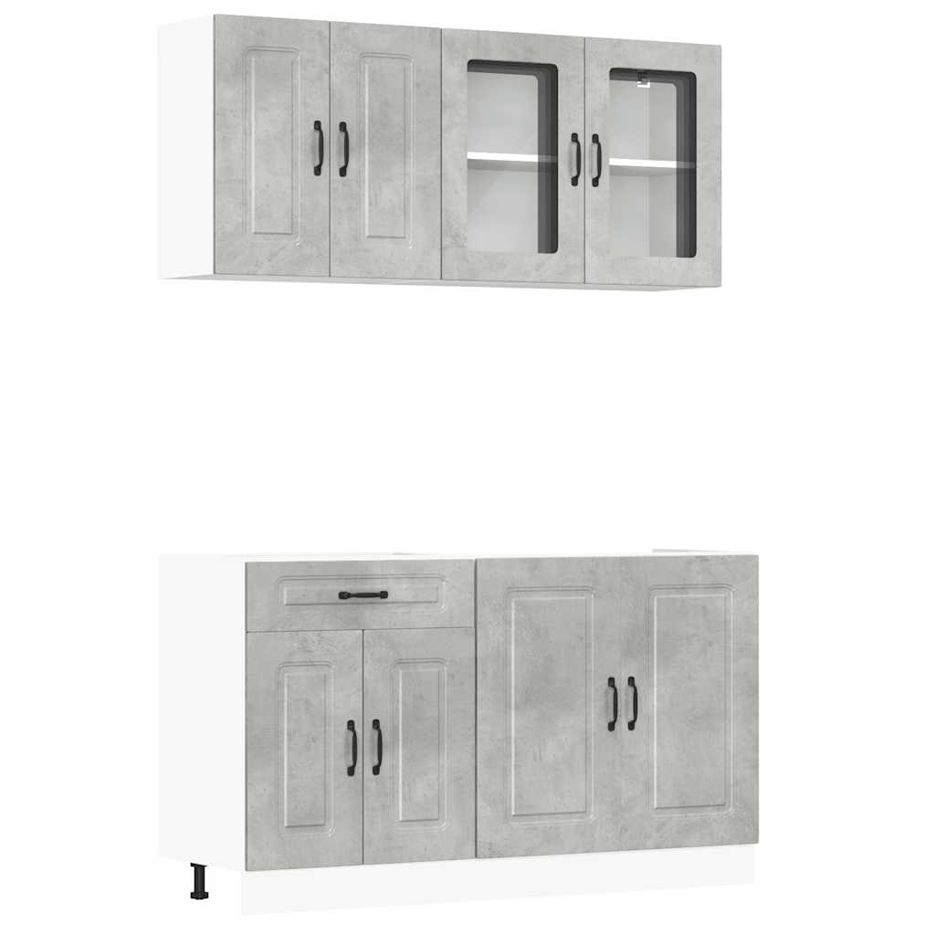 4-piece kitchen cabinet set Kalmar concrete grey wood-based panel