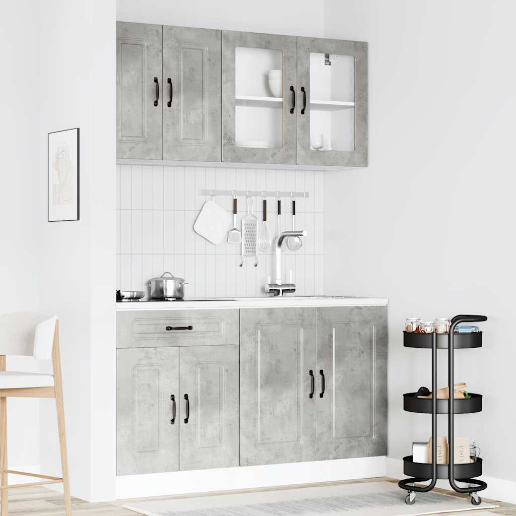4-piece kitchen cabinet set Kalmar concrete grey wood-based panel