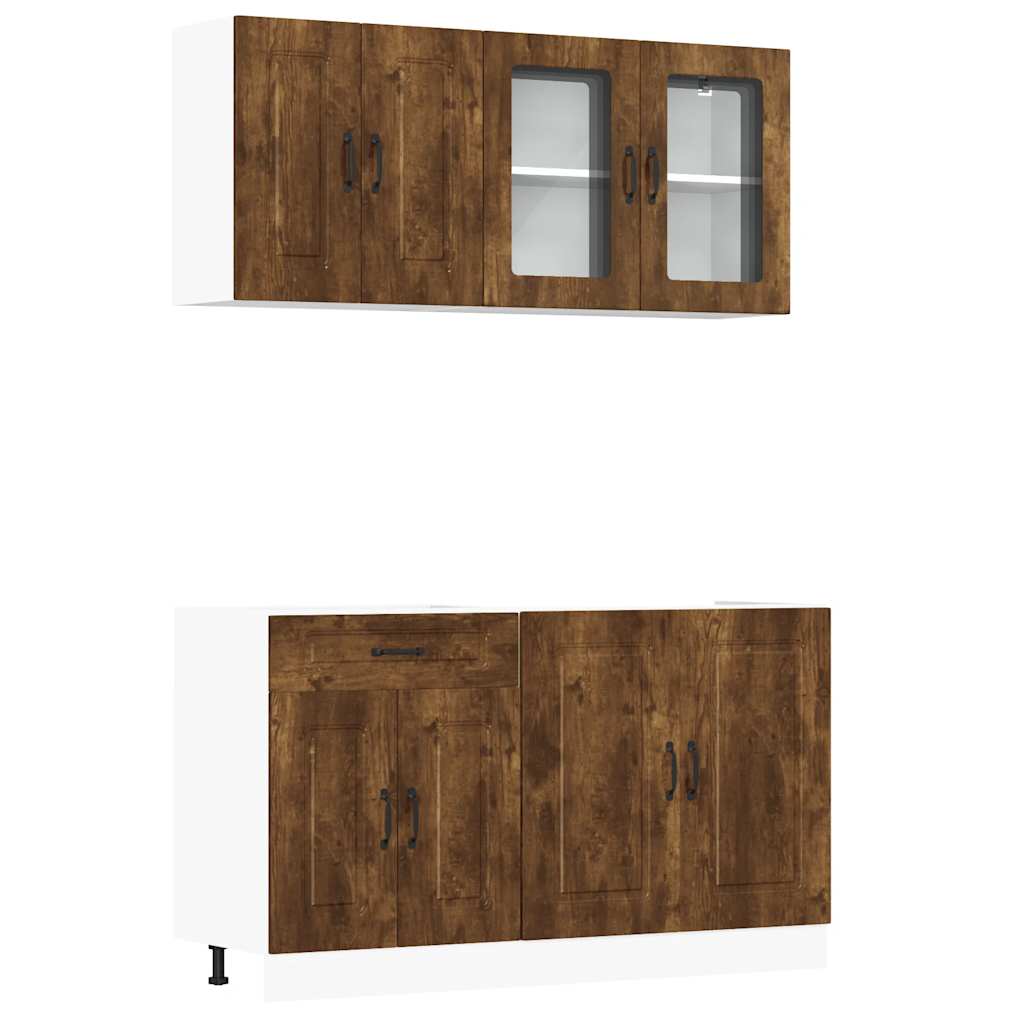 4-piece kitchen cabinet set Kalmar smoked oak wood material