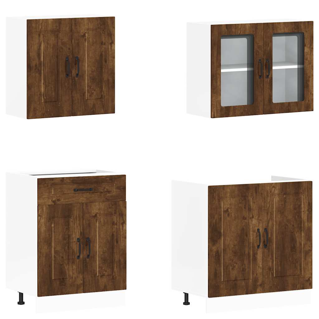 4-piece kitchen cabinet set Kalmar smoked oak wood material