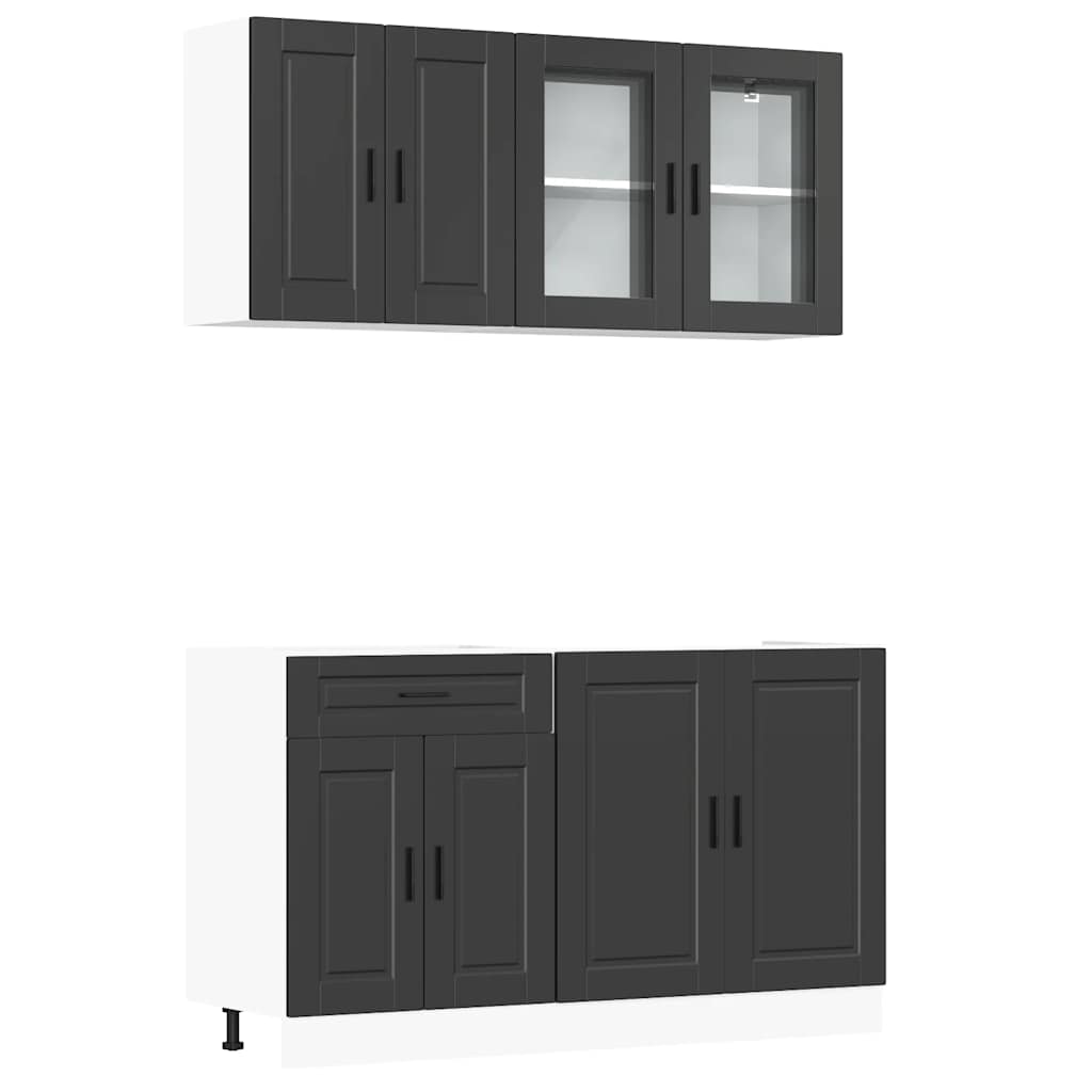 4-piece kitchen cabinet set Kalmar Black wood-based panel