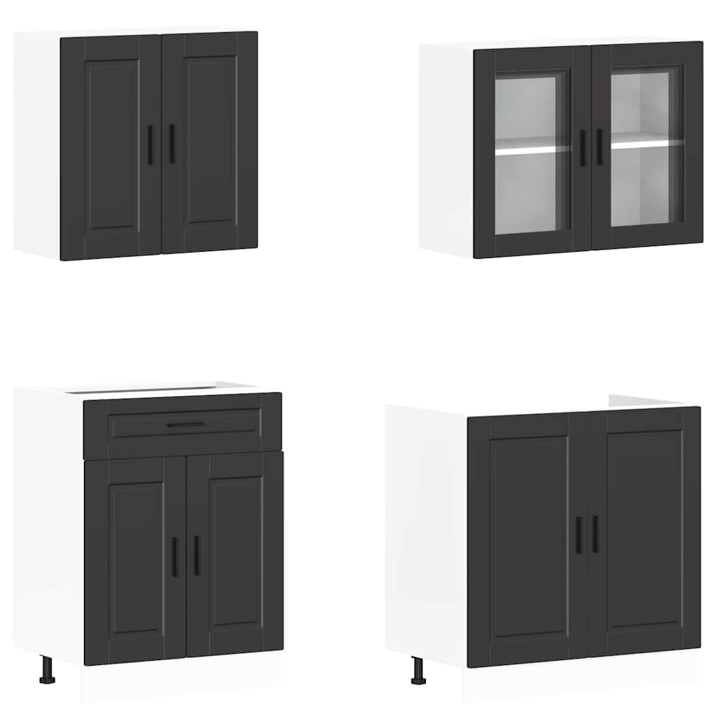 4-piece kitchen cabinet set Kalmar Black wood-based panel