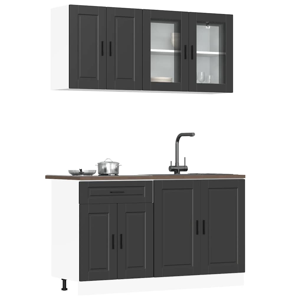 4-piece kitchen cabinet set Kalmar Black wood-based panel