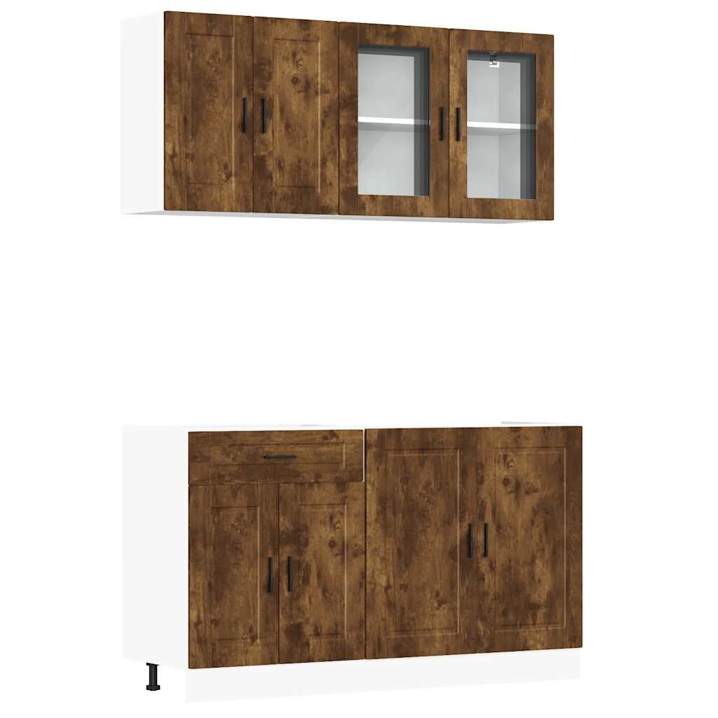 4-piece kitchen cabinet set Kalmar smoked oak wood material