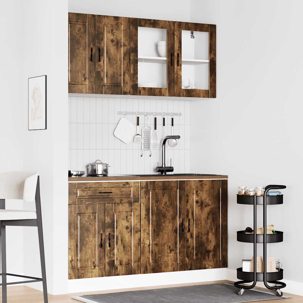 4-piece kitchen cabinet set Kalmar smoked oak wood material