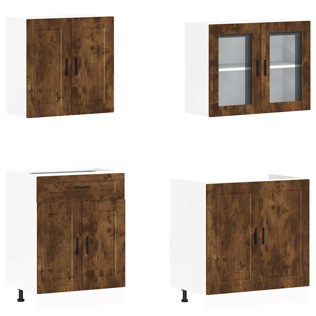 4-piece kitchen cabinet set Kalmar smoked oak wood material