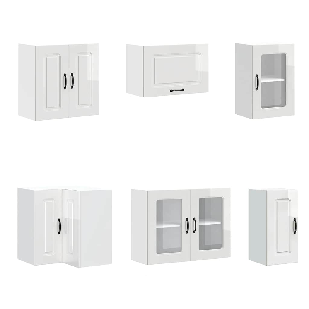 11-piece kitchen cabinet set Kalmar high-gloss white wood-based panel