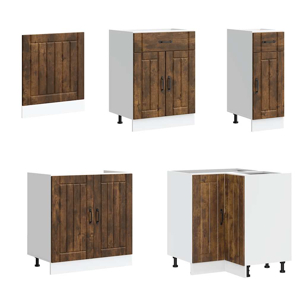 Ensemble de 11 meubles de cuisine Lucca en chêne fumé avec panneau en bois