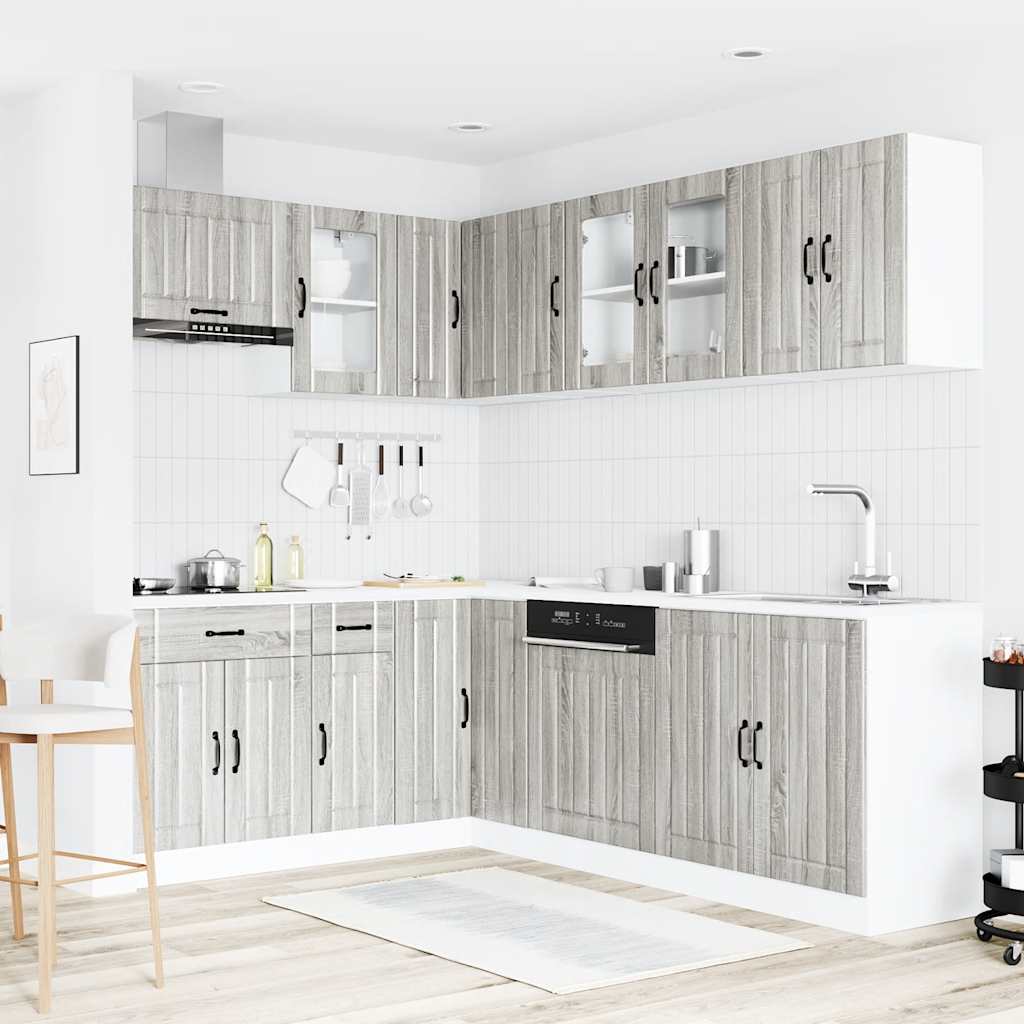 Ensemble de 11 meubles de cuisine Lucca Grey en panneaux de bois Sonoma
