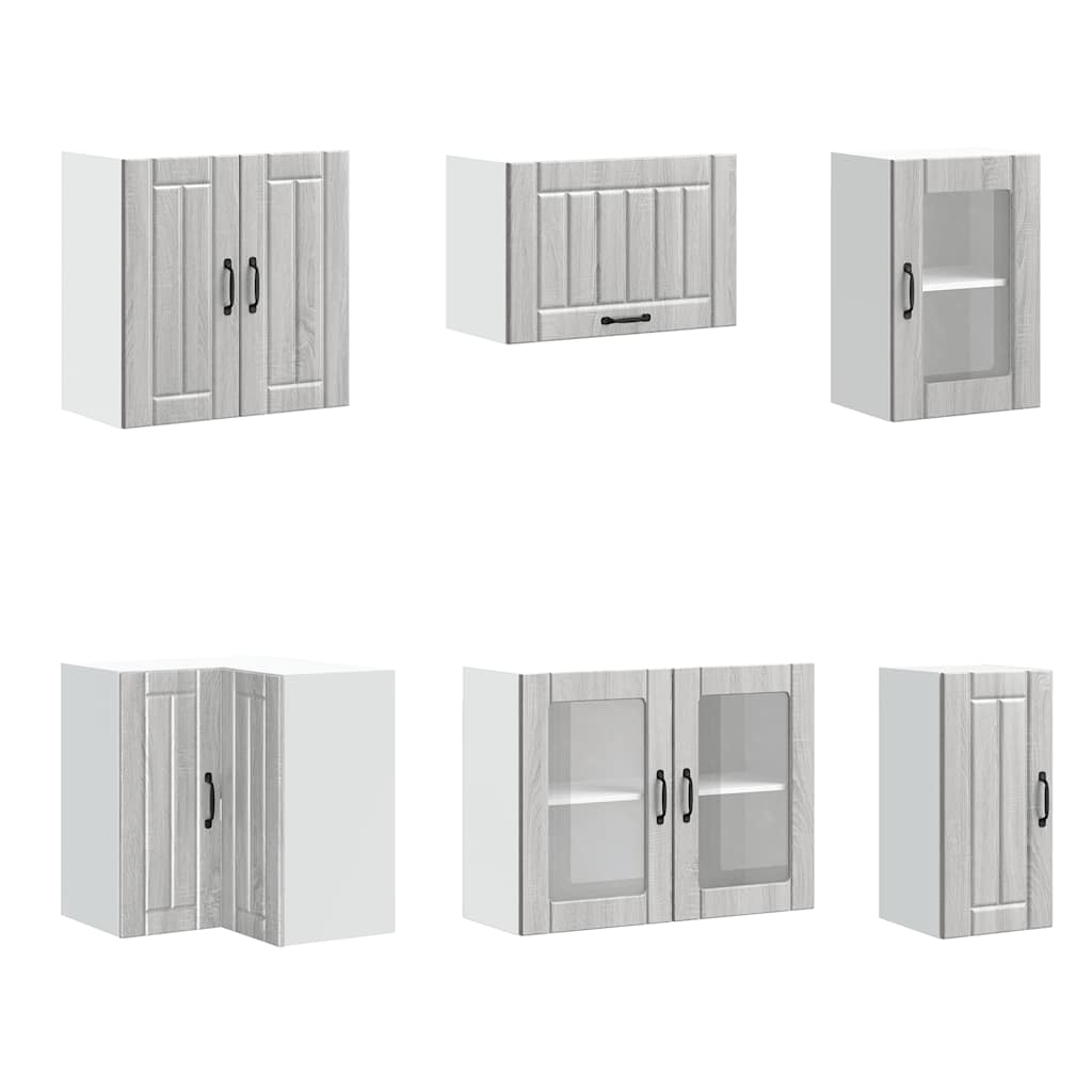 Ensemble de 11 meubles de cuisine Lucca Grey en panneaux de bois Sonoma