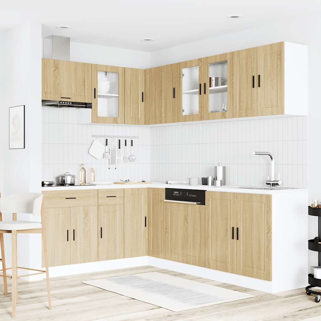 11-piece kitchen cabinet set Porto Sonoma oak wood-based material