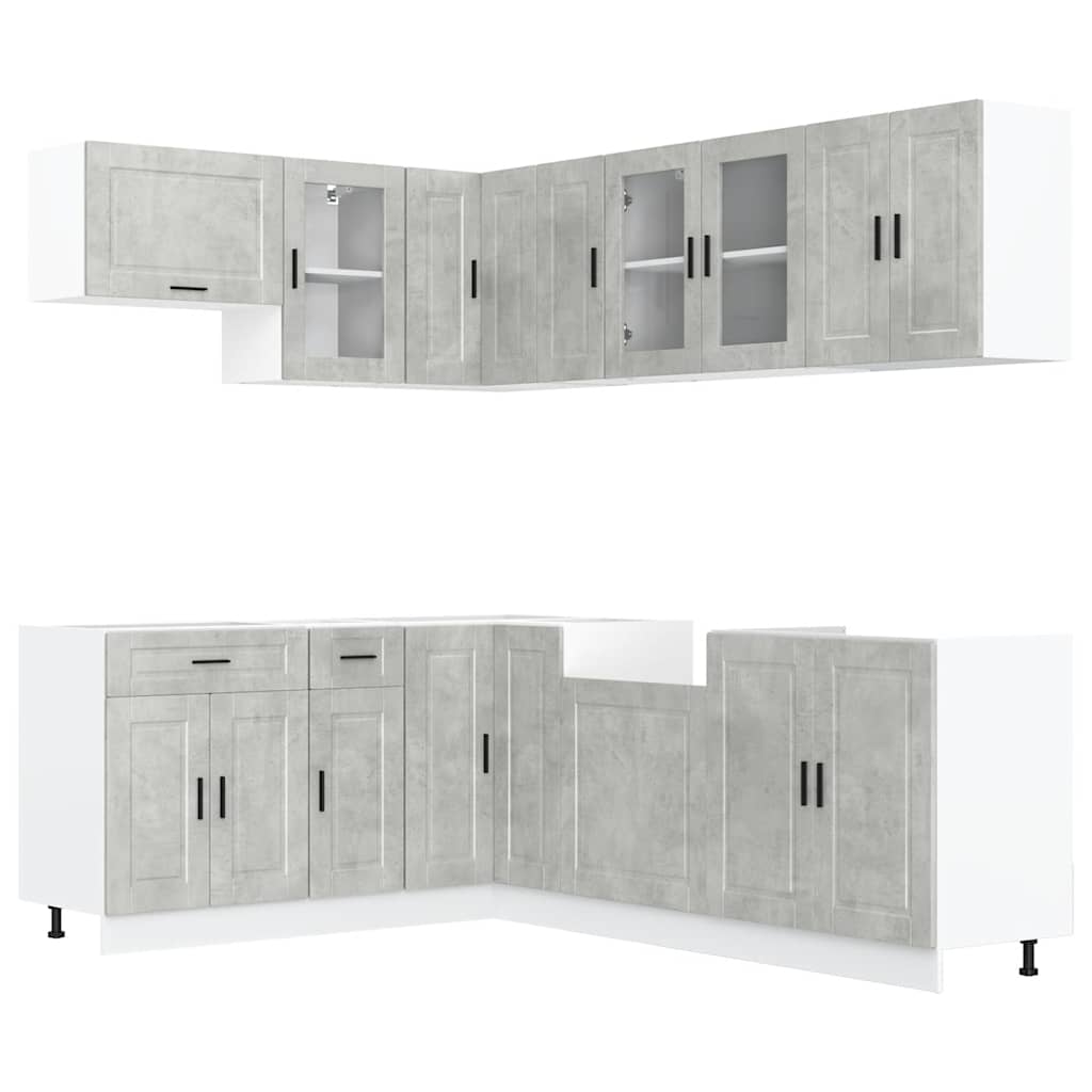 11-piece kitchen cabinet set Porto concrete grey wood-based panel