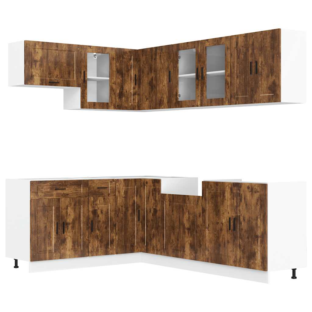 11-piece kitchen cabinet set Porto smoked oak wood material