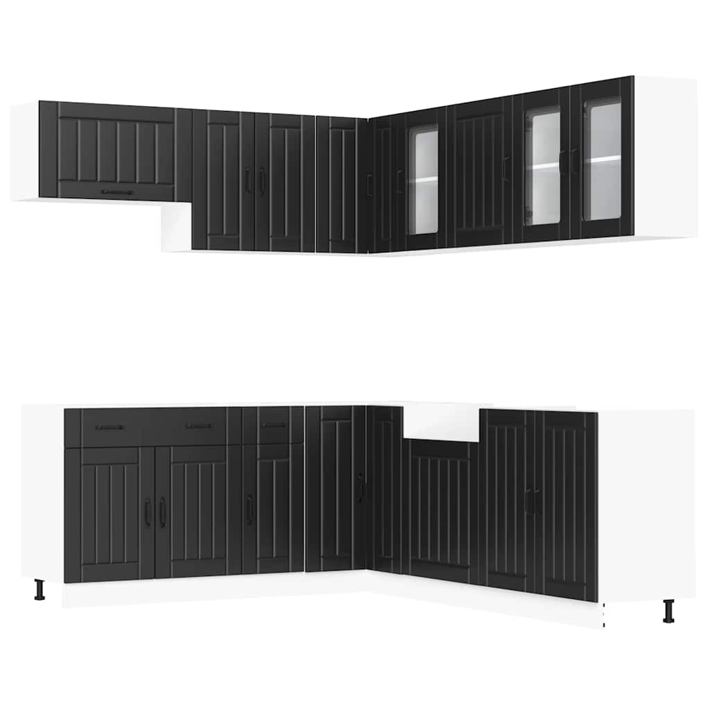 11-piece kitchen cabinet set Lucca Black wood-based panel
