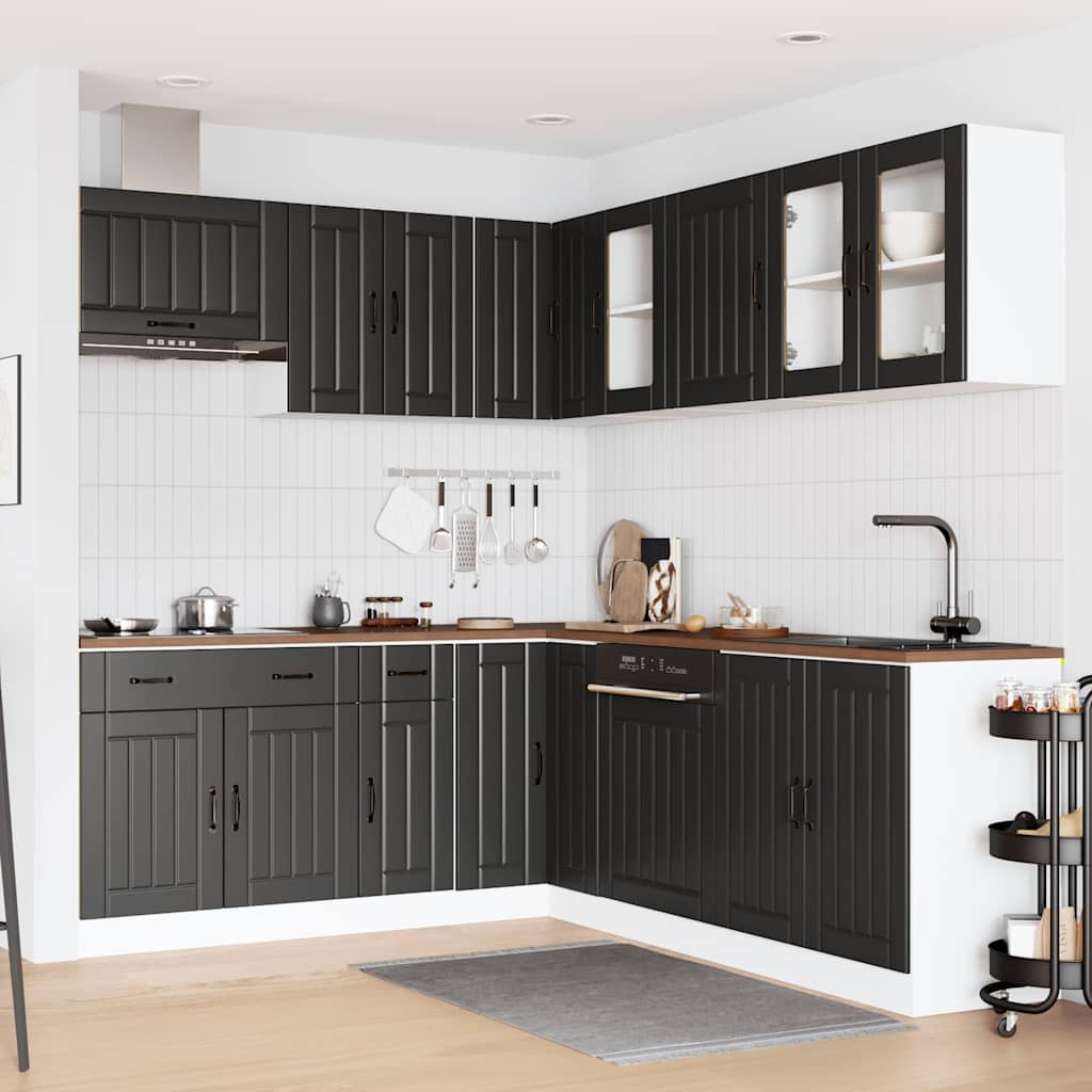 11-piece kitchen cabinet set Lucca Black wood-based panel