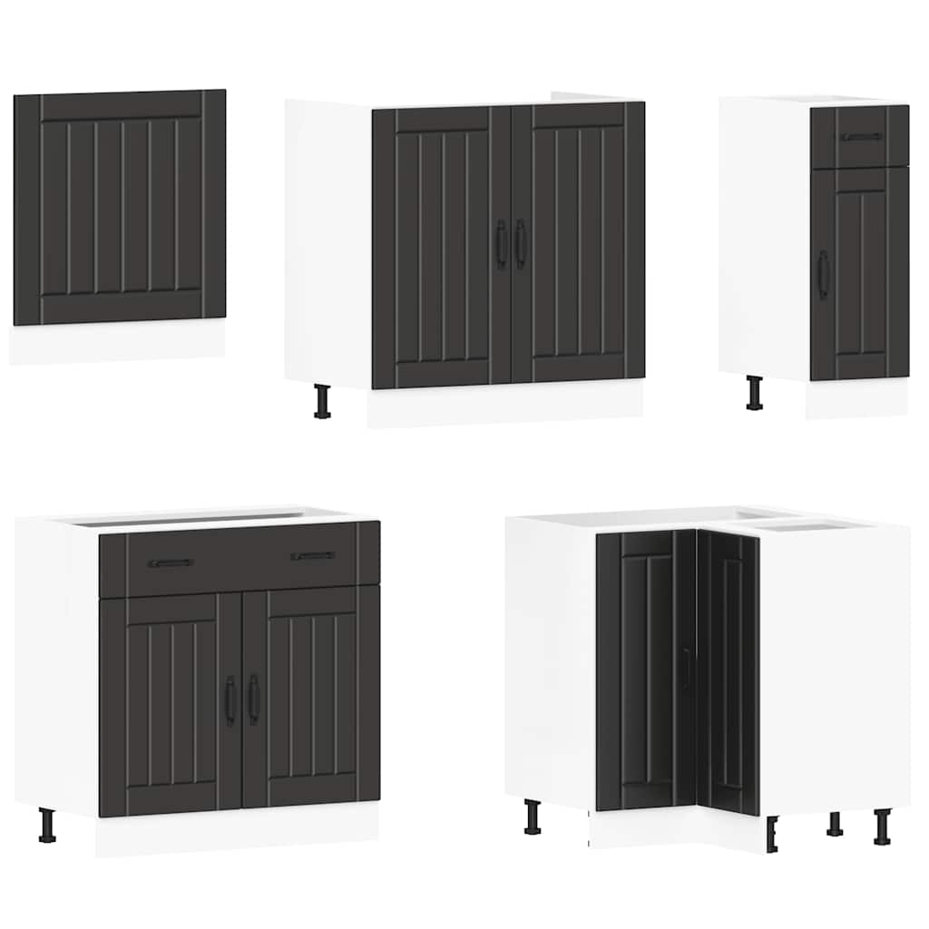 11-piece kitchen cabinet set Lucca Black wood-based panel