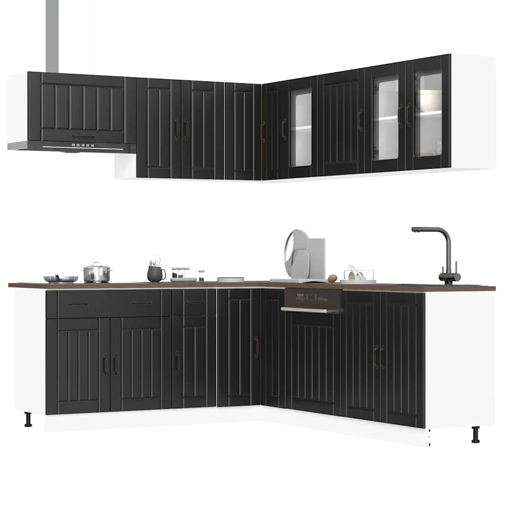 11-piece kitchen cabinet set Lucca Black wood-based panel
