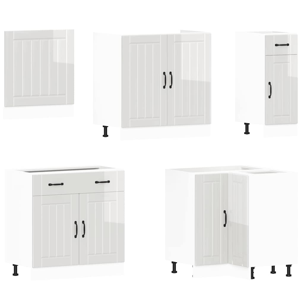 Ensemble de 11 meubles de cuisine Lucca en bois blanc brillant