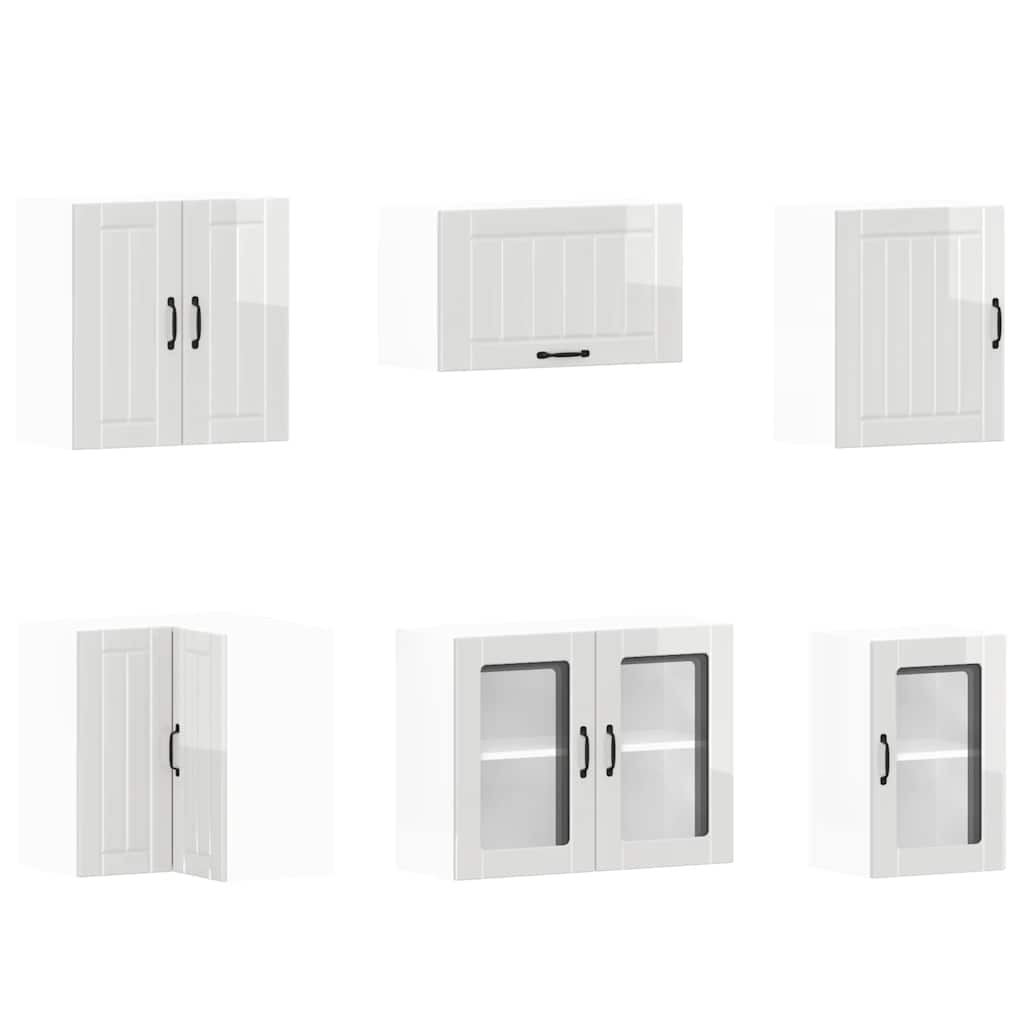Ensemble de 11 meubles de cuisine Lucca en bois blanc brillant