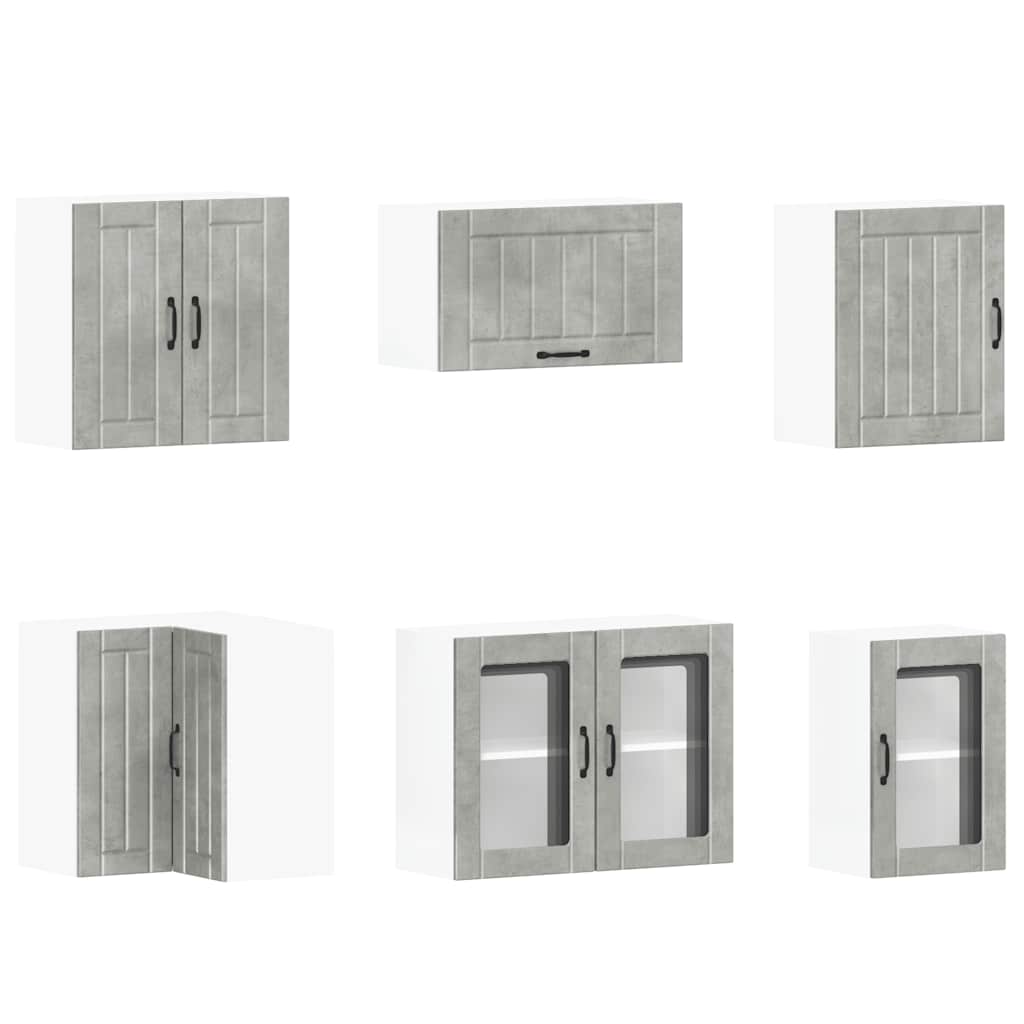 Ensemble de 11 meubles de cuisine Lucca en panneaux de bois gris béton