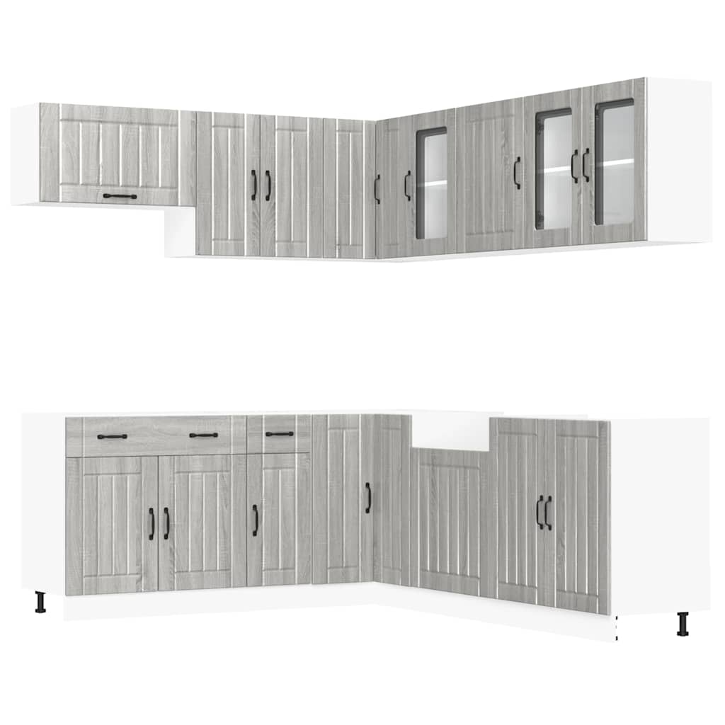 Ensemble de 11 meubles de cuisine Lucca Grey en panneaux de bois Sonoma