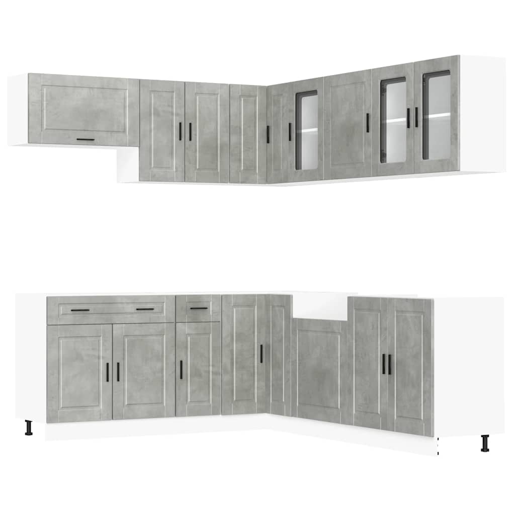 11-piece kitchen cabinet set Porto concrete grey wood-based panel