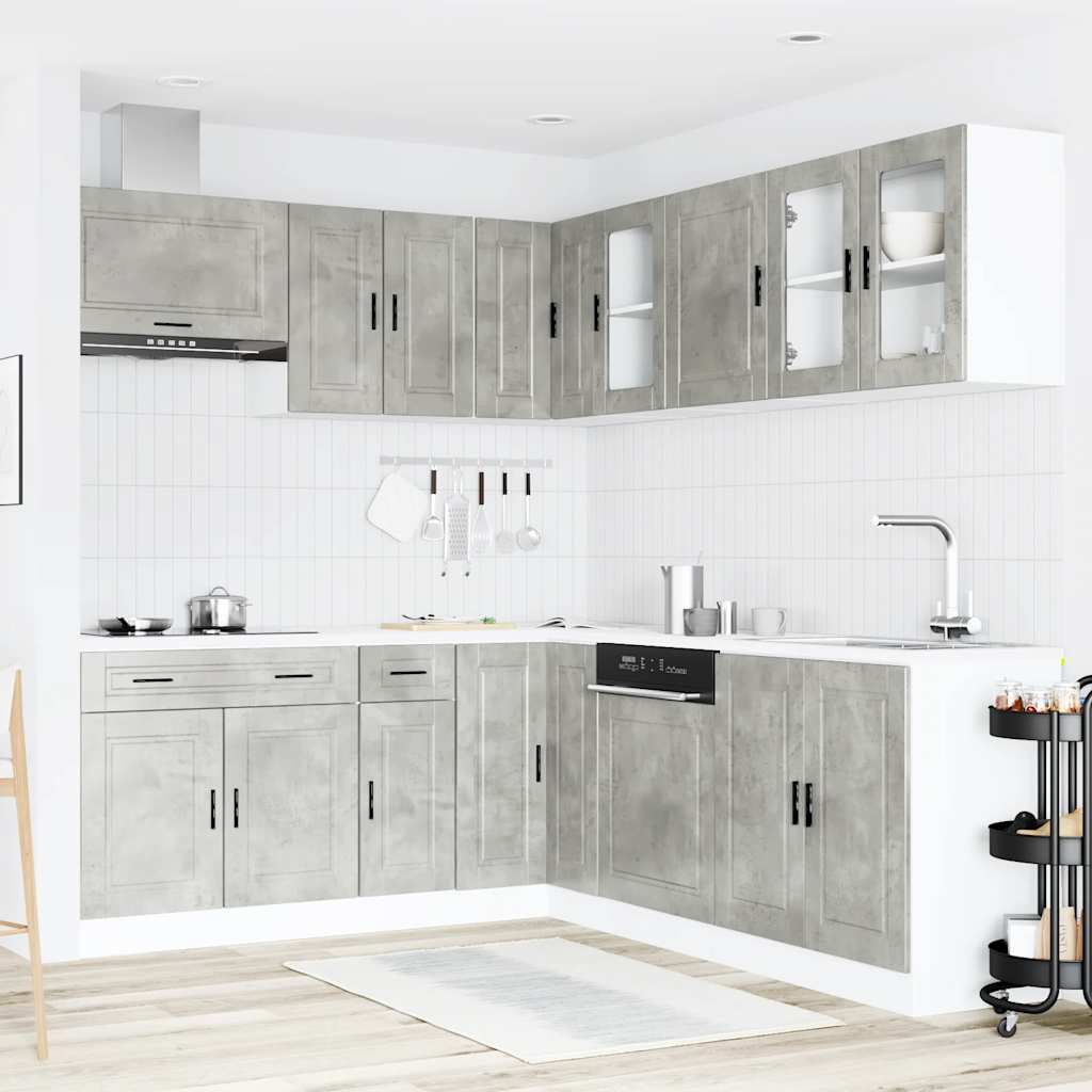 11-piece kitchen cabinet set Porto concrete grey wood-based panel
