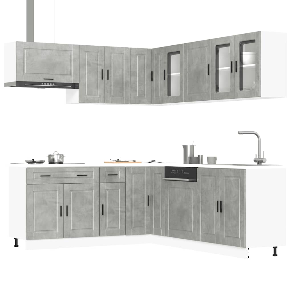 11-piece kitchen cabinet set Porto concrete grey wood-based panel
