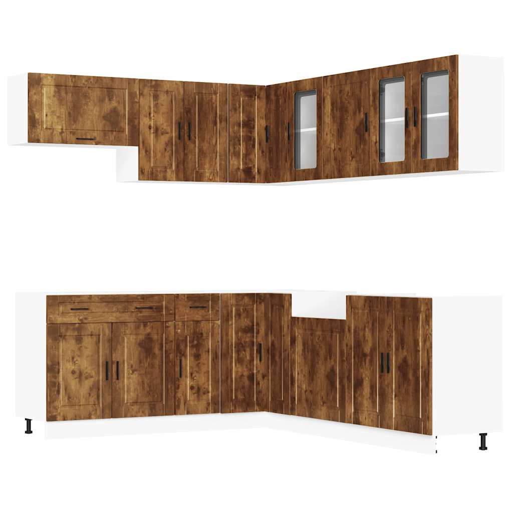 11-piece kitchen cabinet set Porto smoked oak wood material