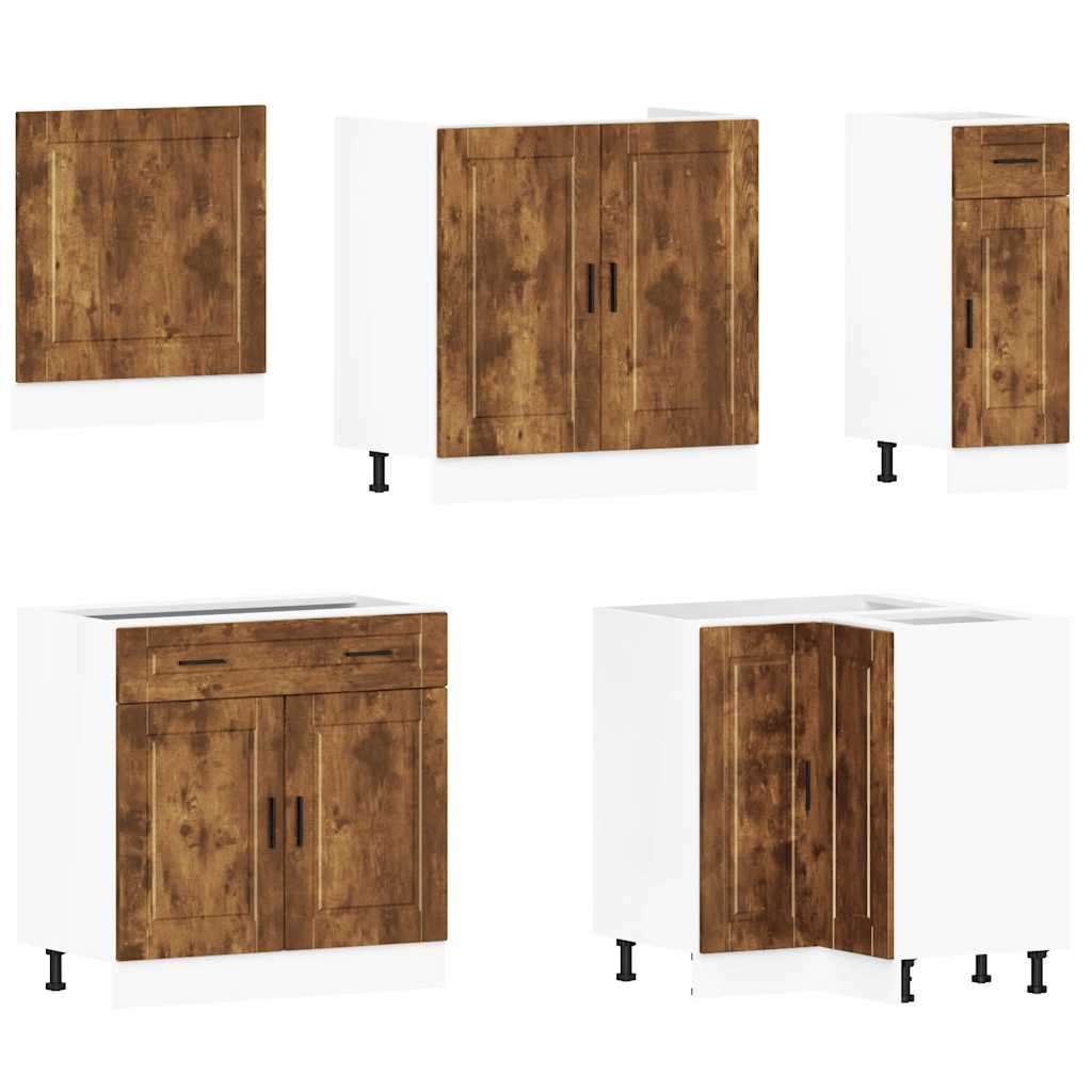 11-piece kitchen cabinet set Porto smoked oak wood material