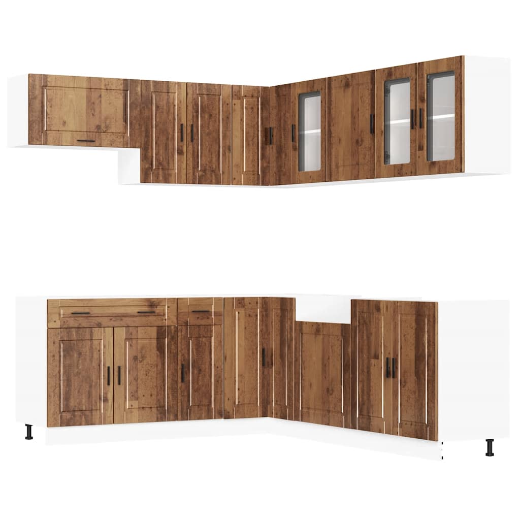11-piece Porto kitchen cabinet set in reclaimed wood look