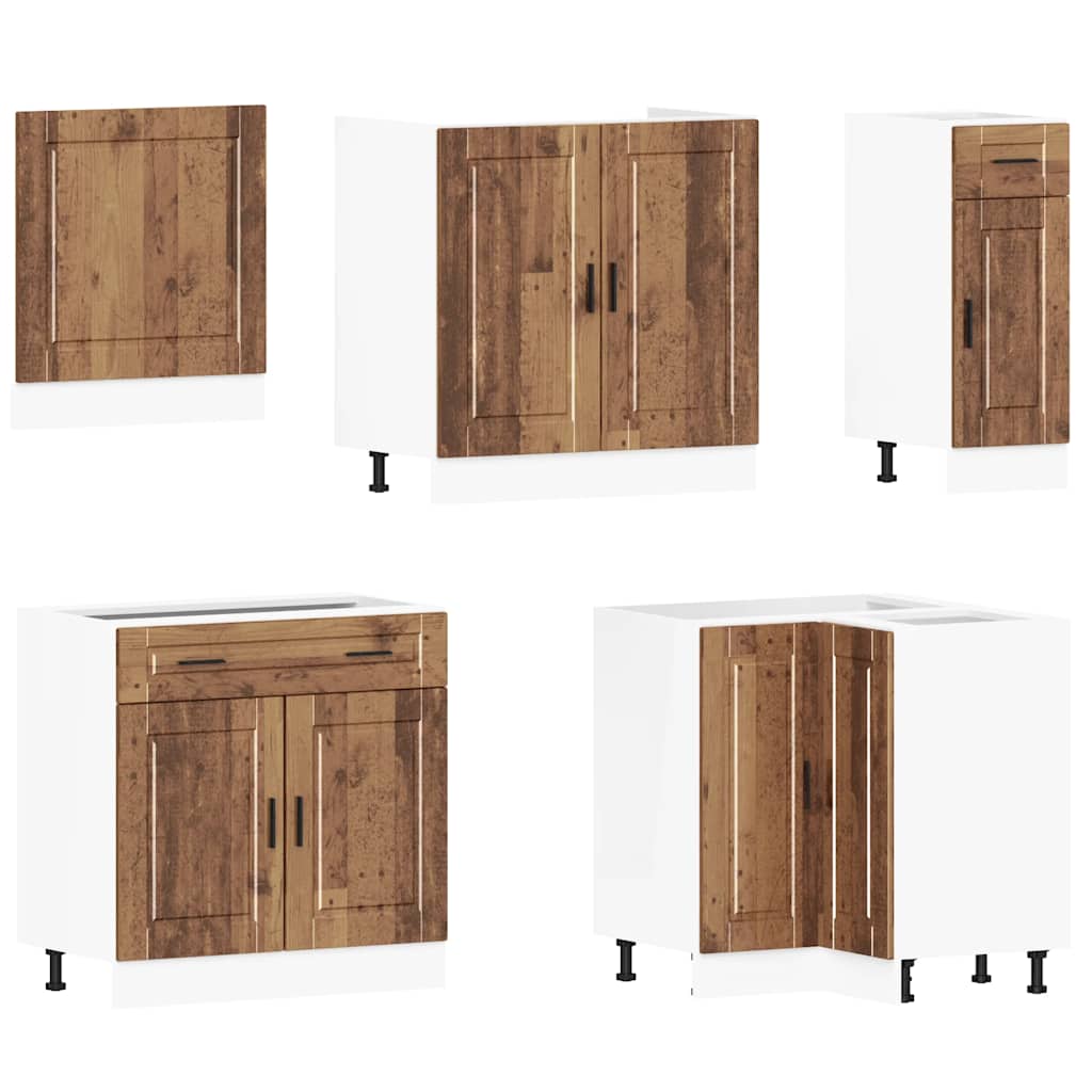 11-piece Porto kitchen cabinet set in reclaimed wood look