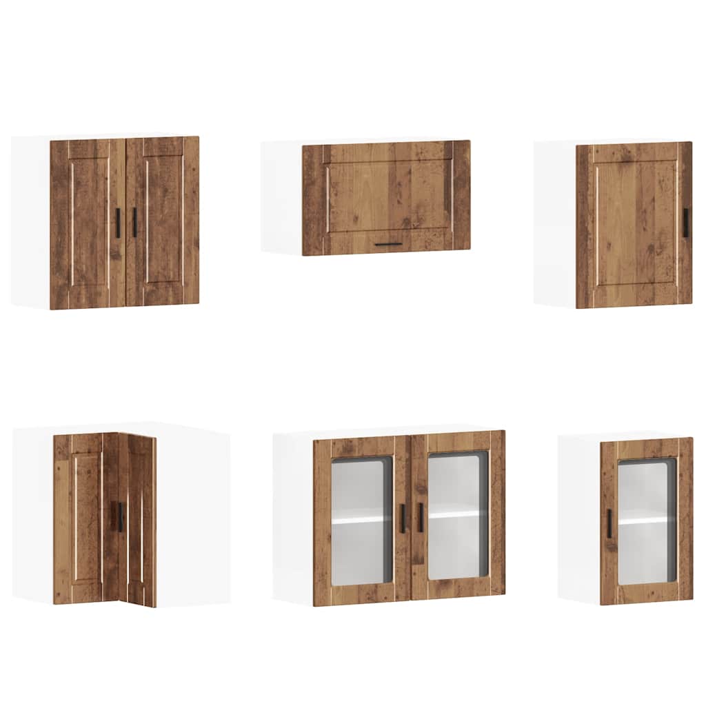 11-piece Porto kitchen cabinet set in reclaimed wood look