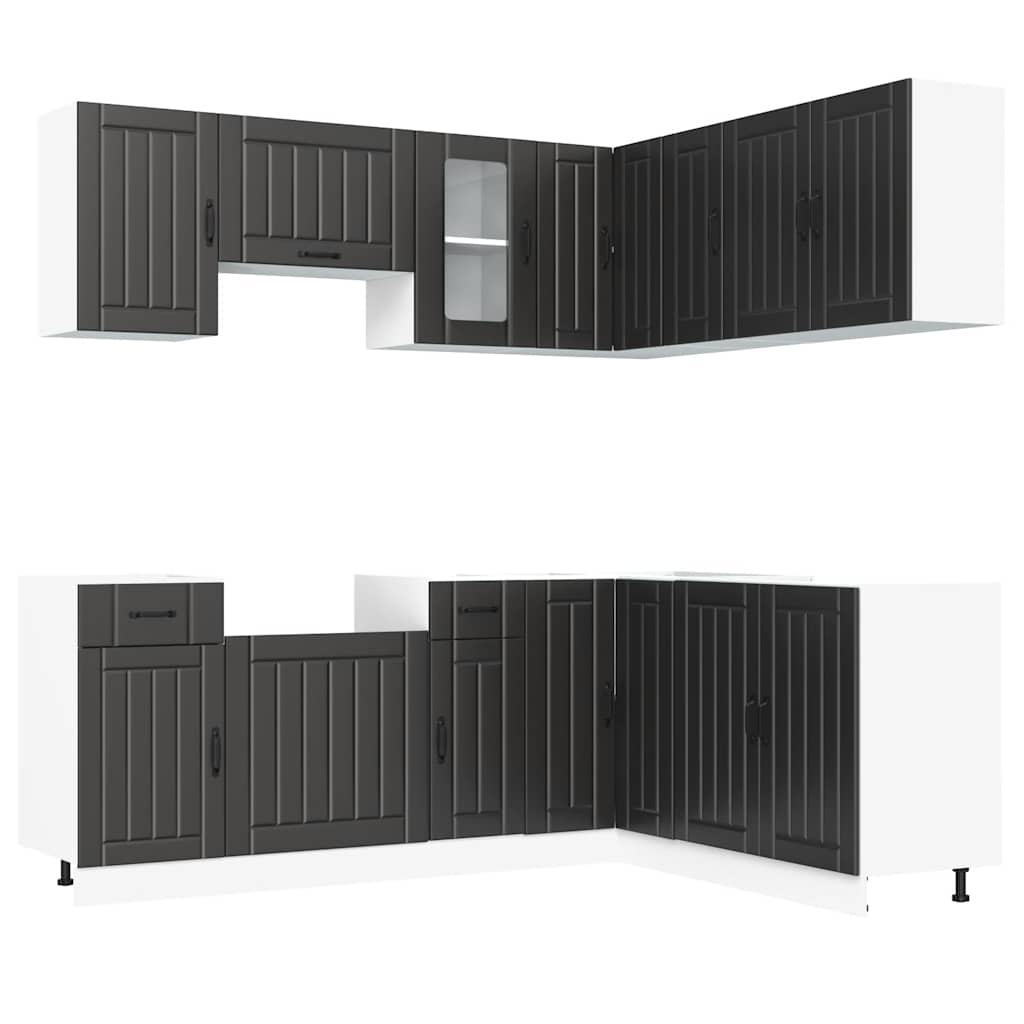 11-piece kitchen cabinet set Kalmar Black wood-based panel