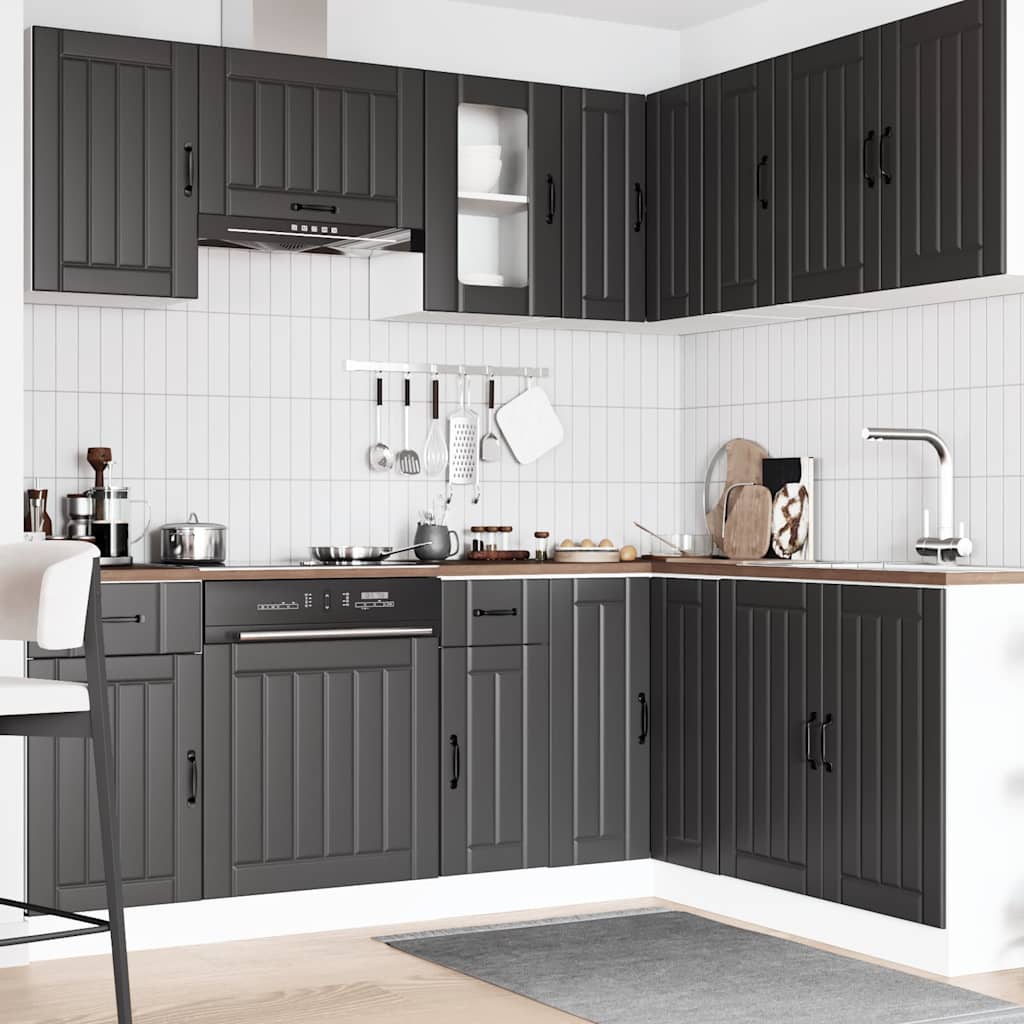 11-piece kitchen cabinet set Kalmar Black wood-based panel