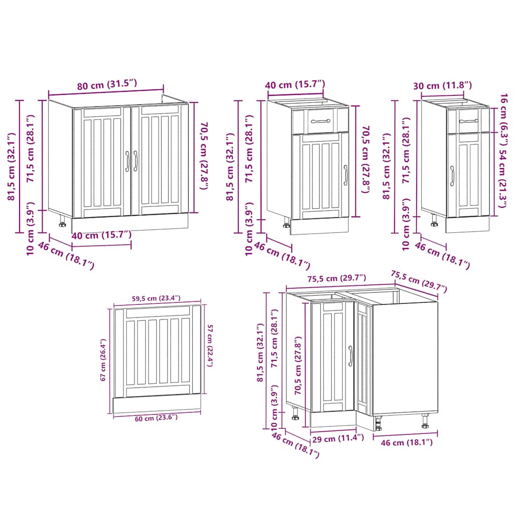 11-piece kitchen cabinet set Kalmar Black wood-based panel