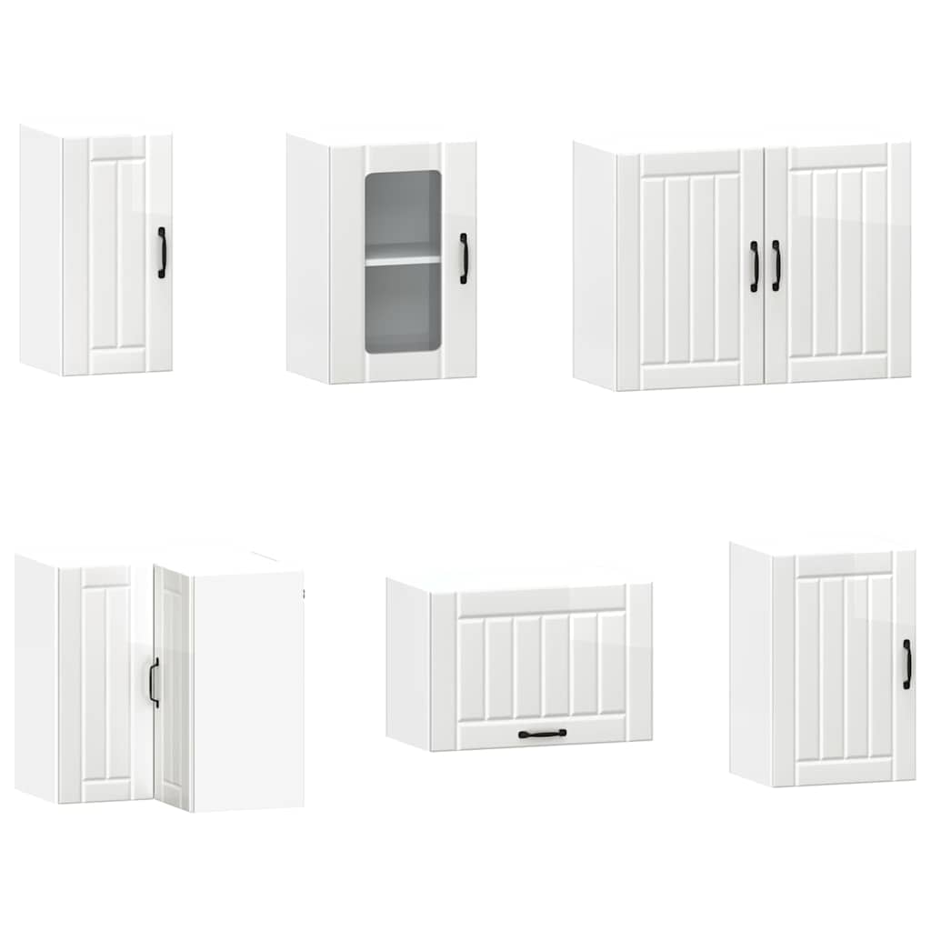 Ensemble de 11 meubles de cuisine Kalmar en panneaux de bois blanc brillant