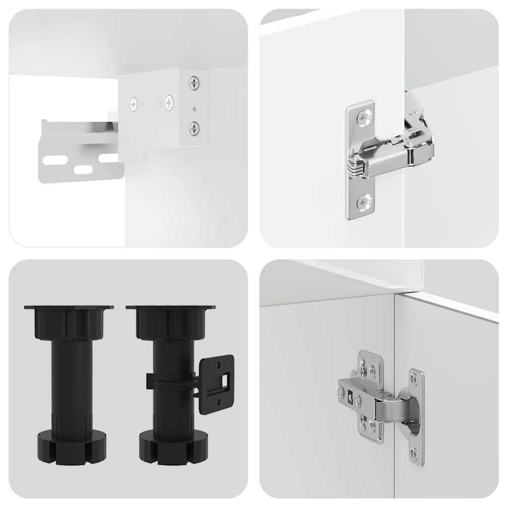 Ensemble de 11 meubles de cuisine Kalmar en panneaux de bois blanc brillant