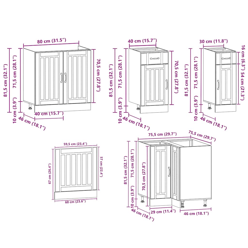 Ensemble de 11 meubles de cuisine Kalmar en panneaux de bois blanc brillant
