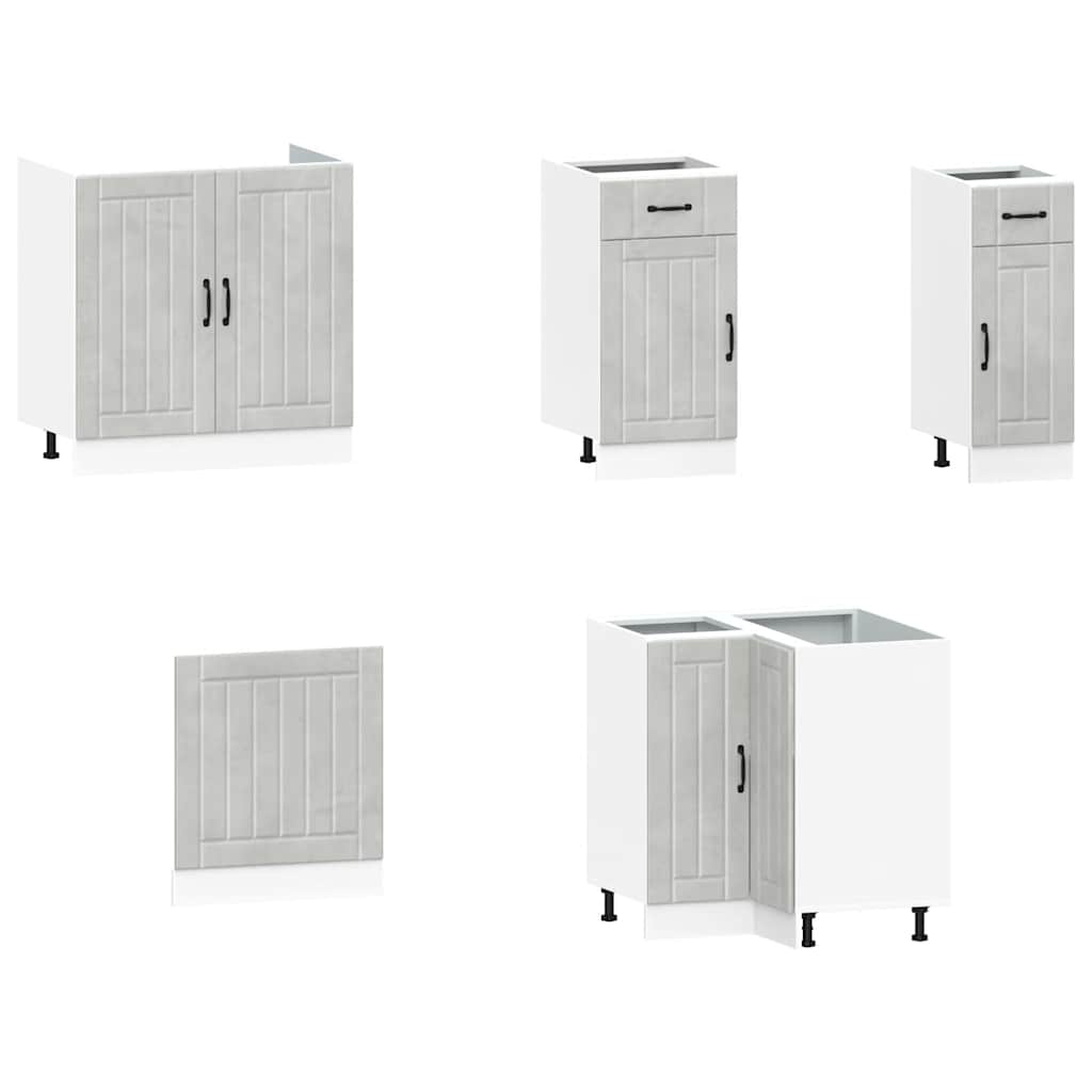 Ensemble de 11 meubles de cuisine Lucca en panneaux de bois gris béton