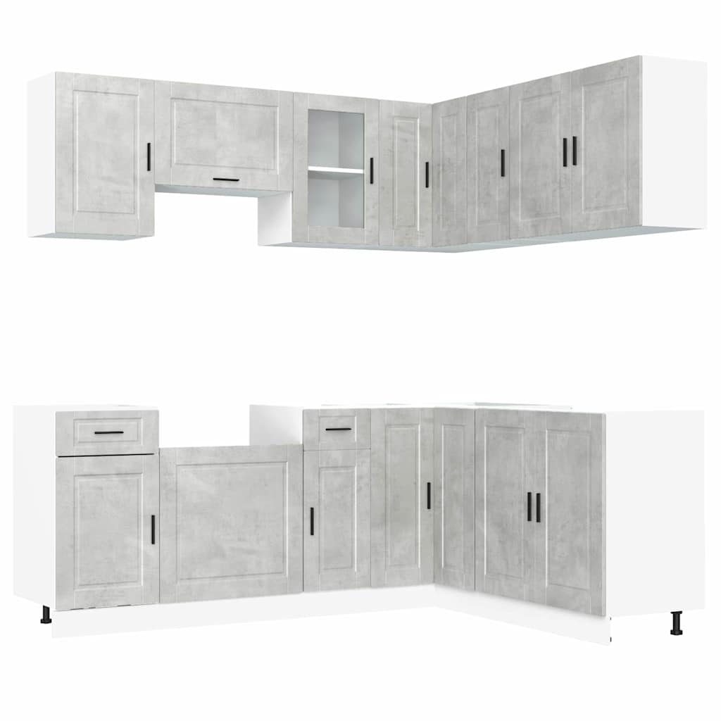 11-piece kitchen cabinet set Porto concrete grey wood-based panel