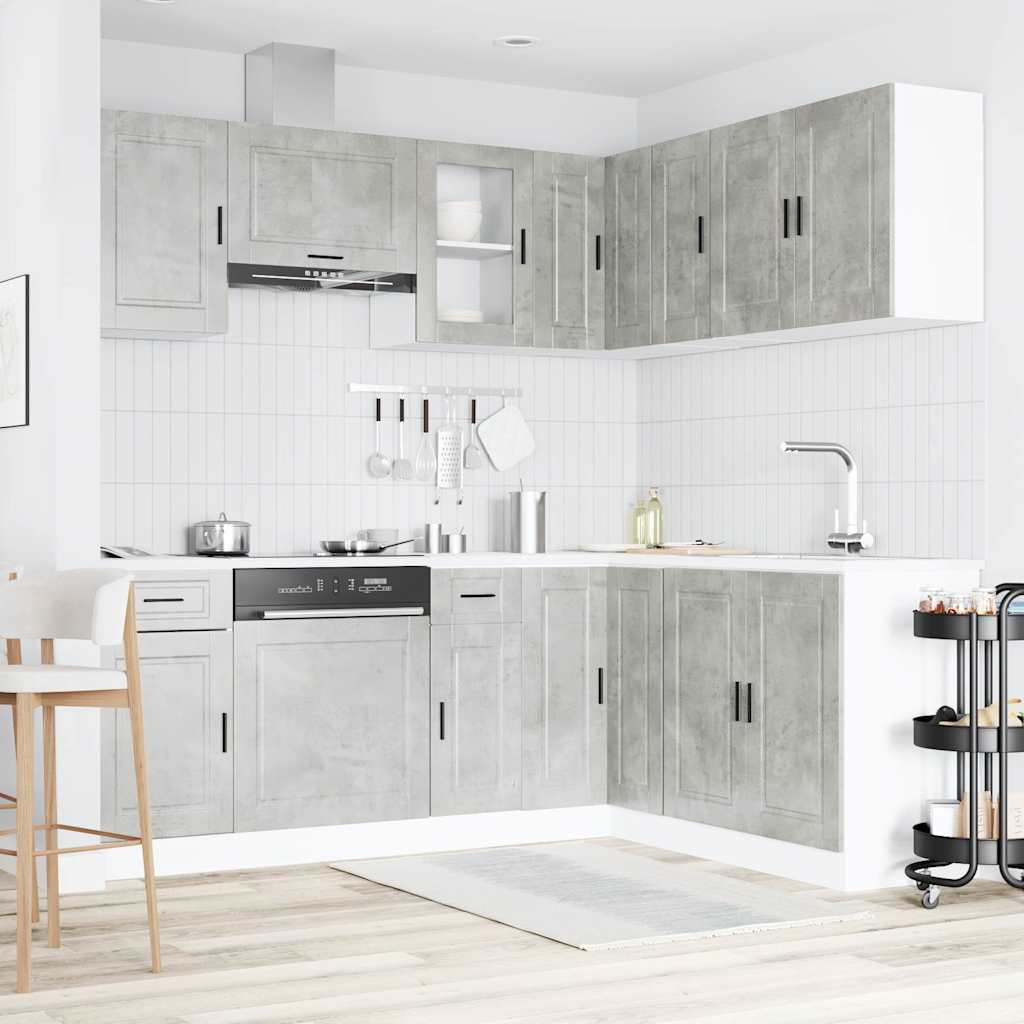 11-piece kitchen cabinet set Porto concrete grey wood-based panel