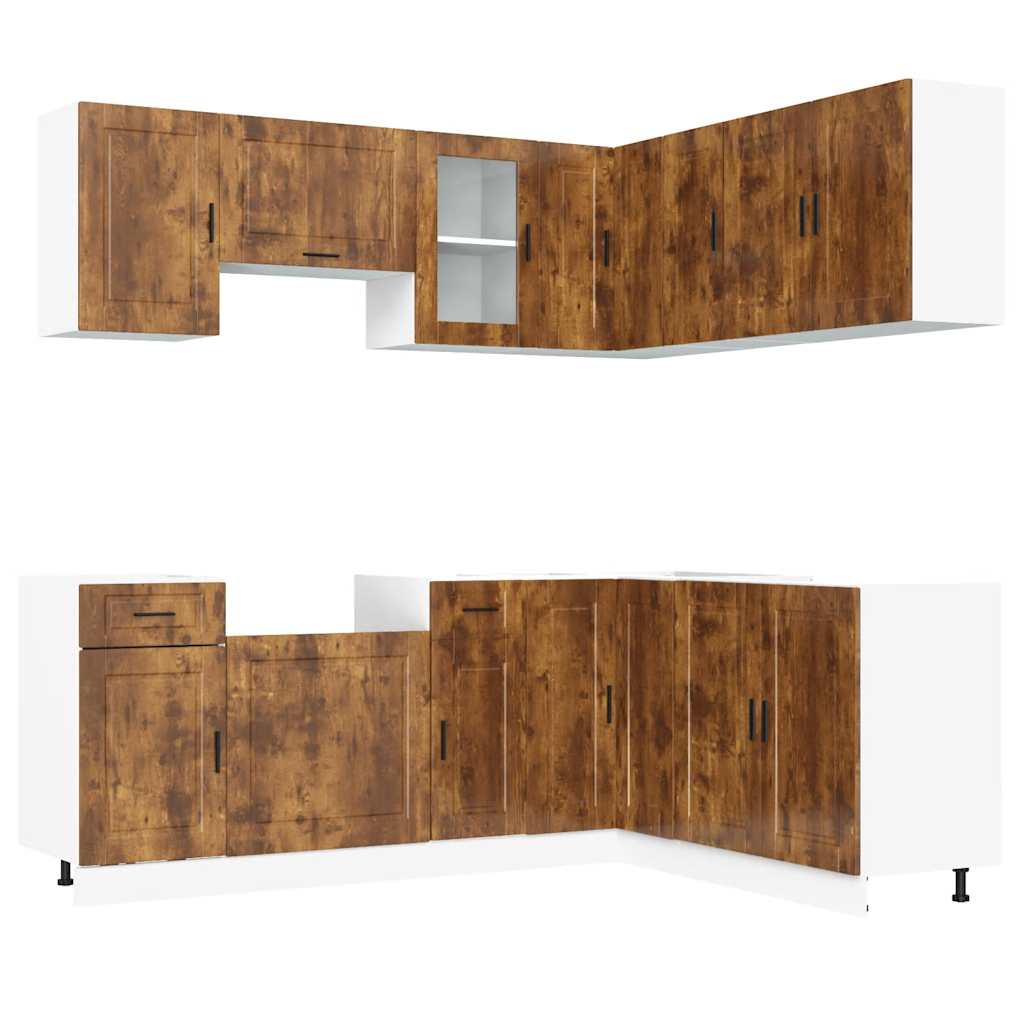 11-piece kitchen cabinet set Porto smoked oak wood material
